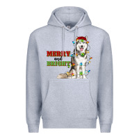 Heather Grey Merry And Bright Husky Premium Hoodie - RanaPortraitStore