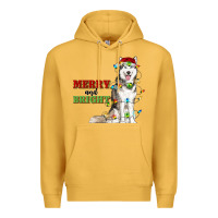 Mustard Merry And Bright Husky Premium Hoodie - RanaPortraitStore