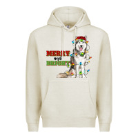 Oatmeal Heather Merry And Bright Husky Premium Hoodie - RanaPortraitStore