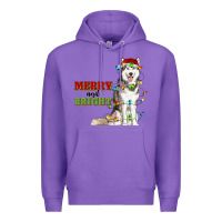 Purple Merry And Bright Husky Premium Hoodie - RanaPortraitStore