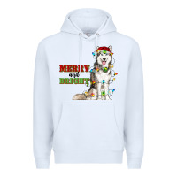 White Merry And Bright Husky Premium Hoodie - RanaPortraitStore