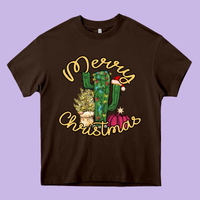 Merry Christmas Cactus Heavy Core Tee Designed By Bettercallsaul