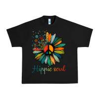 Black daisy peace sign hippie soul tshirt flower lovers gifts Urban Heavy Tee - longCreatives