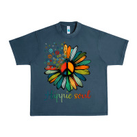 Midnight Navy daisy peace sign hippie soul tshirt flower lovers gifts Urban Heavy Tee - longCreatives