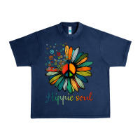 Navy daisy peace sign hippie soul tshirt flower lovers gifts Urban Heavy Tee - longCreatives