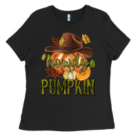 Black Howdy Pumpkin Ladies Tee - texasbilliewilder