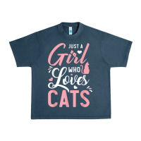 Midnight Navy just a girl who loves cats cute cat lover gifts Urban Heavy Tee - longCreatives