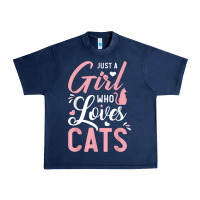 Navy just a girl who loves cats cute cat lover gifts Urban Heavy Tee - longCreatives