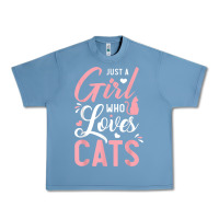 Pebble Blue just a girl who loves cats cute cat lover gifts Urban Heavy Tee - longCreatives