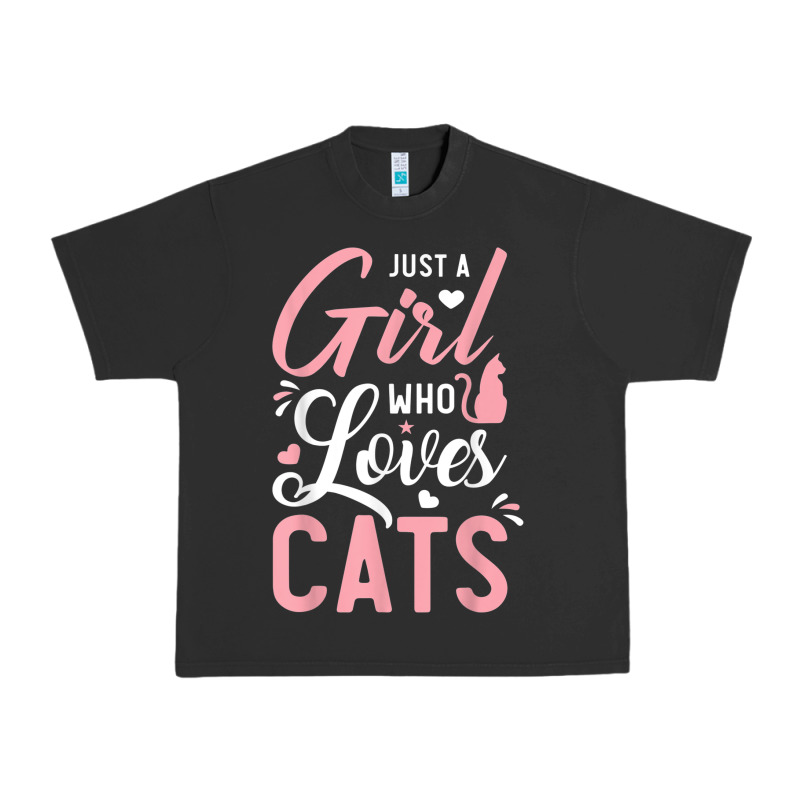 Just A Girl Who Loves Cats Cute Cat Lover Gifts Urban Heavy Tee by longCreatives | Teevron