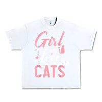 White just a girl who loves cats cute cat lover gifts Urban Heavy Tee - longCreatives