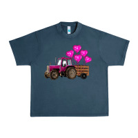 Midnight Navy valentines day pink tractor with pink heart balloo Urban Heavy Tee - RanaPortraitStore