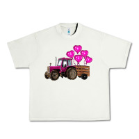 Pistachio valentines day pink tractor with pink heart balloo Urban Heavy Tee - RanaPortraitStore