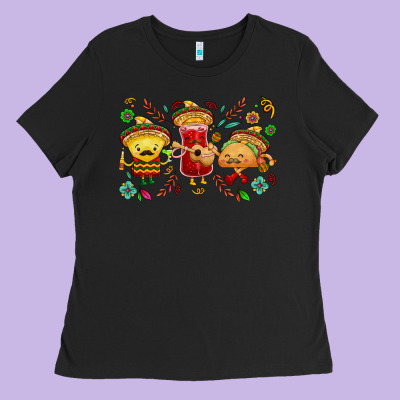 Mexican Taco Nacho And Souce Ladies Tee Designed By Nancycooperartshop