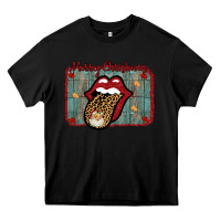 Black Merry Christmas Lips Santa Heavy Core Tee - Bettercallsaul