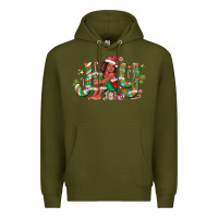 Army Green Joy Girl Black Premium Hoodie - CowhideDigitalArt