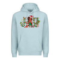 Blue Mist Joy Girl Black Premium Hoodie - CowhideDigitalArt