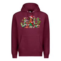 Burgundy Joy Girl Black Premium Hoodie - CowhideDigitalArt