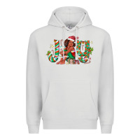 Dove Grey Joy Girl Black Premium Hoodie - CowhideDigitalArt