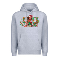 Heather Grey Joy Girl Black Premium Hoodie - CowhideDigitalArt