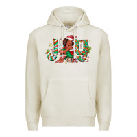 Oatmeal Heather Joy Girl Black Premium Hoodie - CowhideDigitalArt