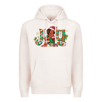 Pale Pink Joy Girl Black Premium Hoodie - CowhideDigitalArt