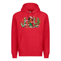 Red Joy Girl Black Premium Hoodie - CowhideDigitalArt