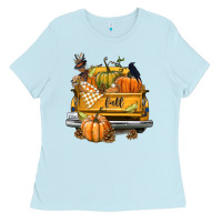 Baby Blue Fall Truck Ladies Tee - texasbilliewilder