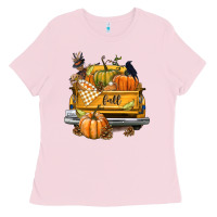 Bubblegum Pink Fall Truck Ladies Tee - texasbilliewilder