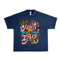 Navy Just a small town girl Urban Heavy Tee - HowdyJamesFarm