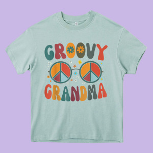 Groovy Grandma Retro 70s Peace Sign Design Grandmother Heavy Core Tee Designed By Longcreatives