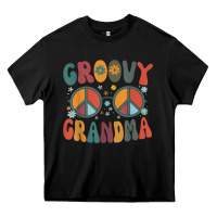 Black groovy grandma retro 70s peace sign design grandmother Heavy Core Tee - longCreatives