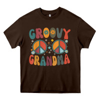 Chocolate Brown groovy grandma retro 70s peace sign design grandmother Heavy Core Tee - longCreatives