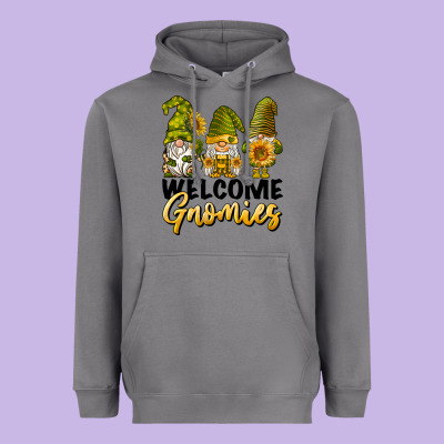 Welcome Gnomies Sunflowers Heavyweight Hoodie Designed By Barkaloodesign