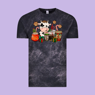 Cow Coffee Cups Christmas Vintage Tee Designed By Cowgirlartshop