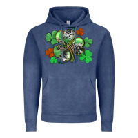 Vintage Denim St. Patrick's Day shamrock leopard and cowhide Vintage Hoodie - CowGirlArtShop