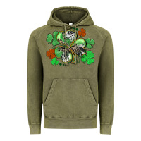 Vintage Olive St. Patrick's Day shamrock leopard and cowhide Vintage Hoodie - CowGirlArtShop