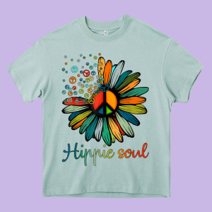 Daisy Peace Sign Hippie Soul Tshirt Flower Lovers Gifts Heavy Core Tee Designed By Longcreatives