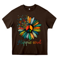 Chocolate Brown daisy peace sign hippie soul tshirt flower lovers gifts Heavy Core Tee - longCreatives