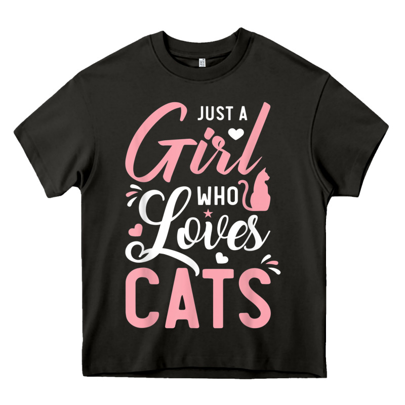Just A Girl Who Loves Cats Cute Cat Lover Gifts Heavy Core Tee by longCreatives | Teevron