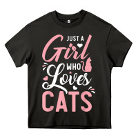 Asphalt just a girl who loves cats cute cat lover gifts Heavy Core Tee - longCreatives