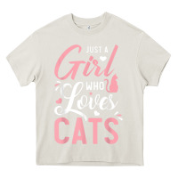 Cream just a girl who loves cats cute cat lover gifts Heavy Core Tee - longCreatives