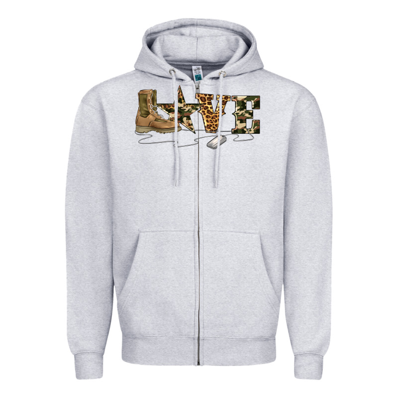 Camouflage Military Boots Love Zipper Hoodie by Artiststas | Teevron