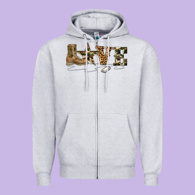 Camouflage Military Boots Love Zipper Hoodie Designed By Artiststas