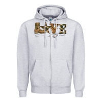Heather Grey camouflage military boots love Zipper Hoodie - Artiststas