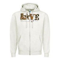 Oatmeal Heather camouflage military boots love Zipper Hoodie - Artiststas