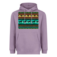 Lavender turquoise horse and bullskull aztec  pattern Heavyweight Hoodie - BarkalooDesign