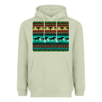 Matcha turquoise horse and bullskull aztec  pattern Heavyweight Hoodie - BarkalooDesign