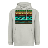 Moon Dust turquoise horse and bullskull aztec  pattern Heavyweight Hoodie - BarkalooDesign