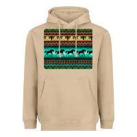Mushroom turquoise horse and bullskull aztec  pattern Heavyweight Hoodie - BarkalooDesign